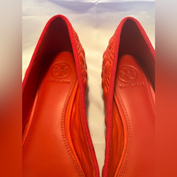 Tory Burch Marion Quilted Ballet Flats Samba Grosgrain Bow Logo sz. 7.5 - Picture 9 of 11